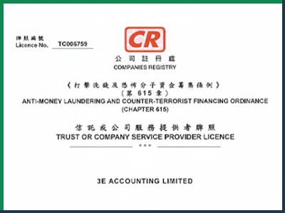 3E Accounting Limited is a Licensed Company Service Provider in Hong Kong 2019