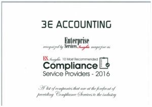 Enterprise Services Insights Ranks 3E Accounting Pte Ltd among the Top 10 Premium Compliance Service Providers in the APAC Region
