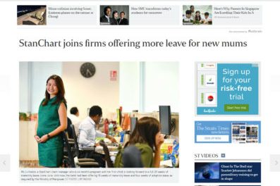 The Straits Times – Offering More Leave for New Mums